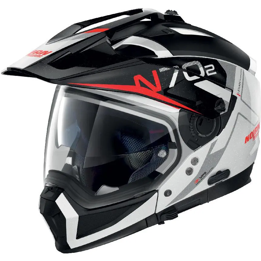 NOLAN Casque Cross Over N70 2 X Bungee N-com N702XB 039 | Métal Blanc / Rouge 1 NOLAN Casque Cross Over N70 2 X Bungee N-com N702XB 039 | Métal Blanc / Rouge