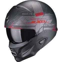 SCORPION Casque EXO-COMBAT Evo XENON 182-418-24 | Noir Mat/rouge